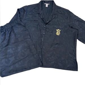 Victoria's Secret Jacquard Dragon Monogrammed Gold V Logo Satin Pajamas Wmn -XXL